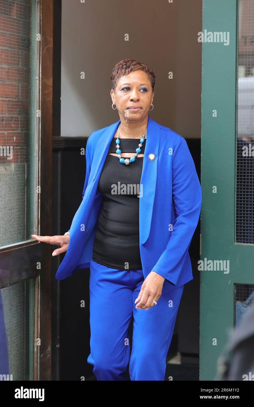 New York. 9th juin 2023. Beacon screening Room, New York, États-Unis, 09 juin 2023 - Adrienne Adams, conférencier du Conseil municipal de New York lors d'une projection du droit de lecture au festival Tribeca, vendredi, 9 juin 2023 à New York. Credit: Luiz Rampelotto/EuropaNewswire/dpa/Alay Live News Banque D'Images