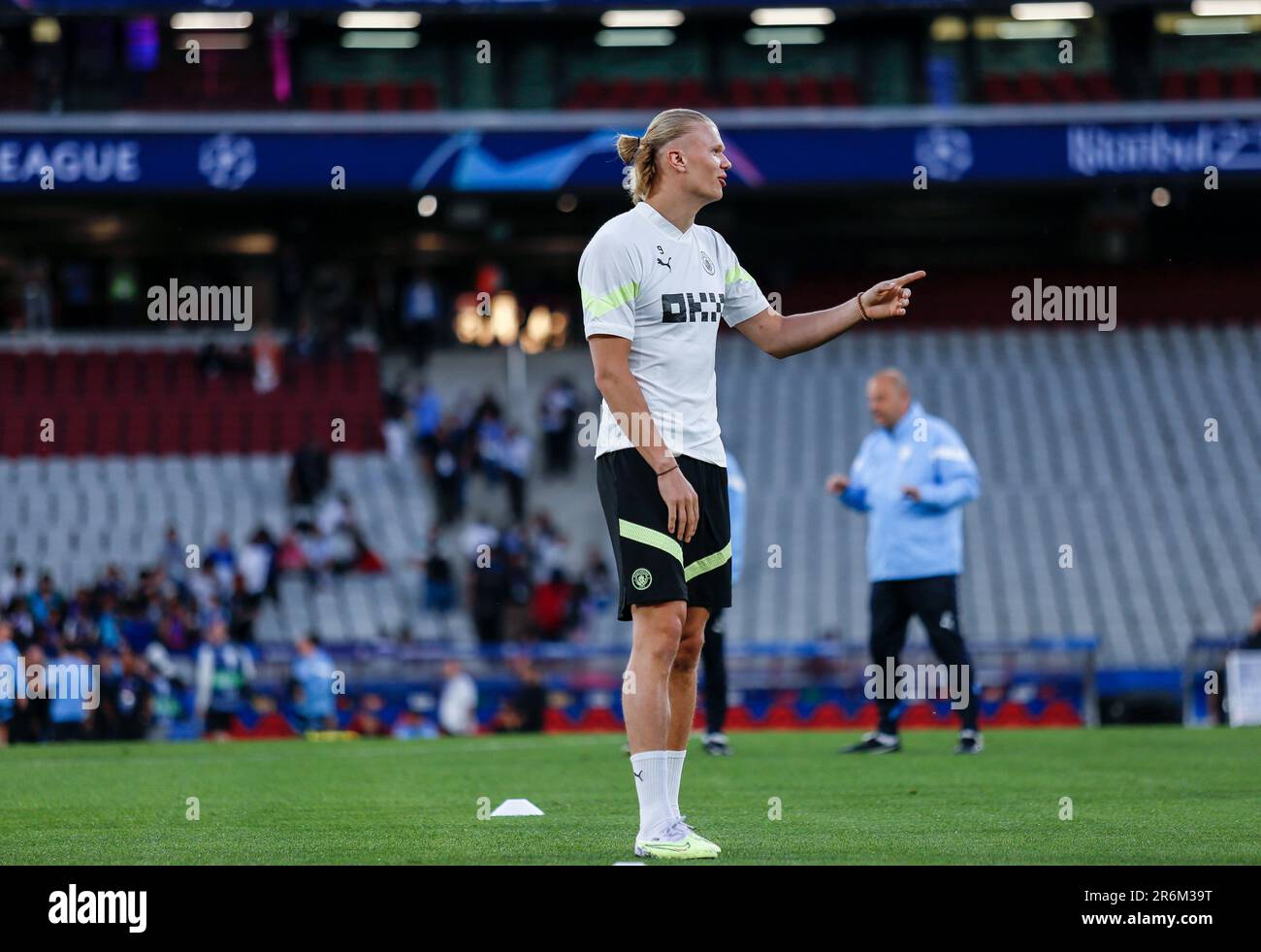 Istanbul, Turquie. 09th juin 2023. Erling Haaland de Manchester City vu lors d'une session d'entraînement au stade olympique Atatürk avant la finale de la Ligue des champions de l'UEFA 2022/23. Crédit : SOPA Images Limited/Alamy Live News Banque D'Images