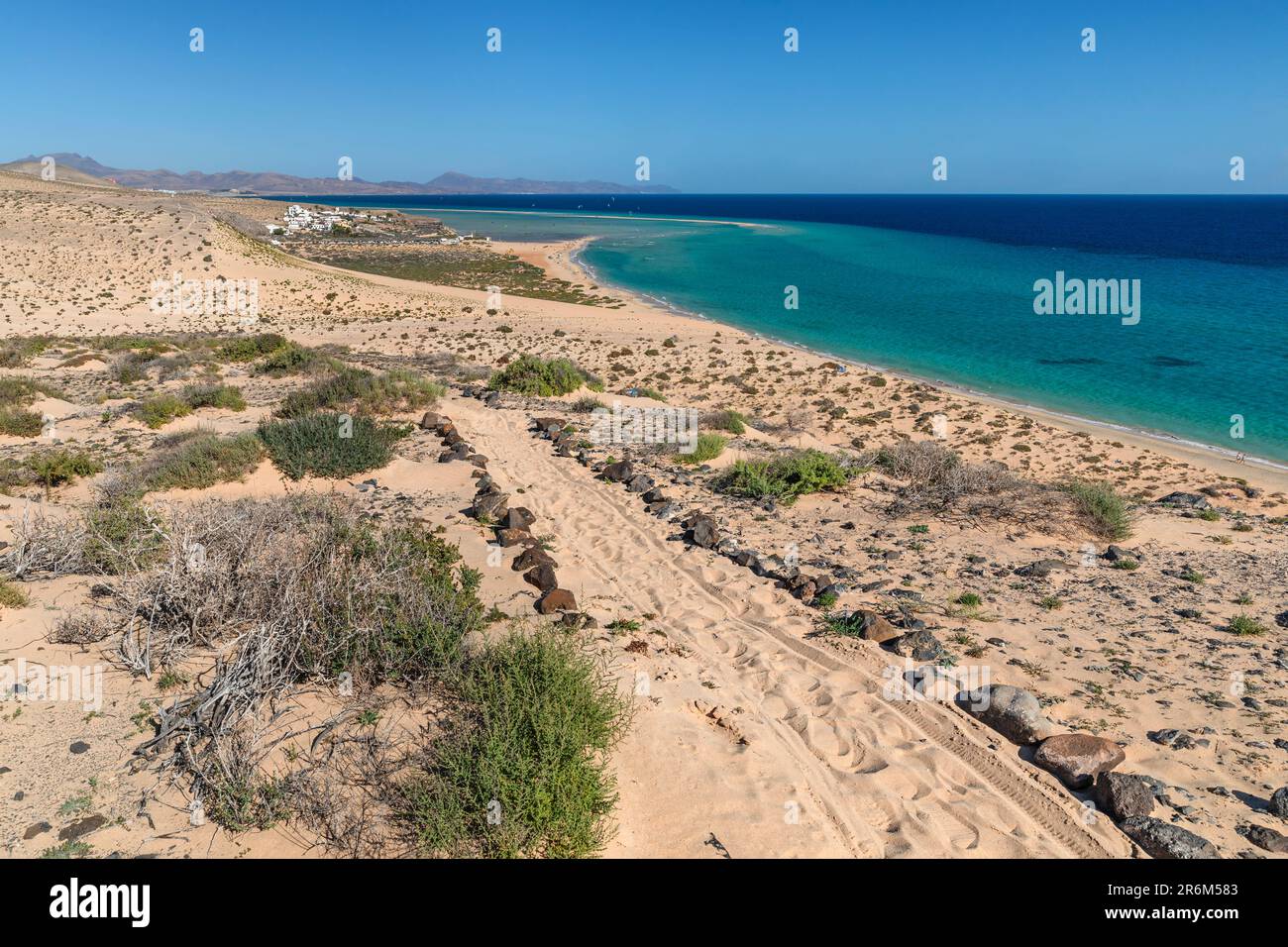 Playa de Risco del Paso, Playa de Sotavento, Fuerteventura, Îles Canaries, Espagne, Atlantique, Europe Banque D'Images