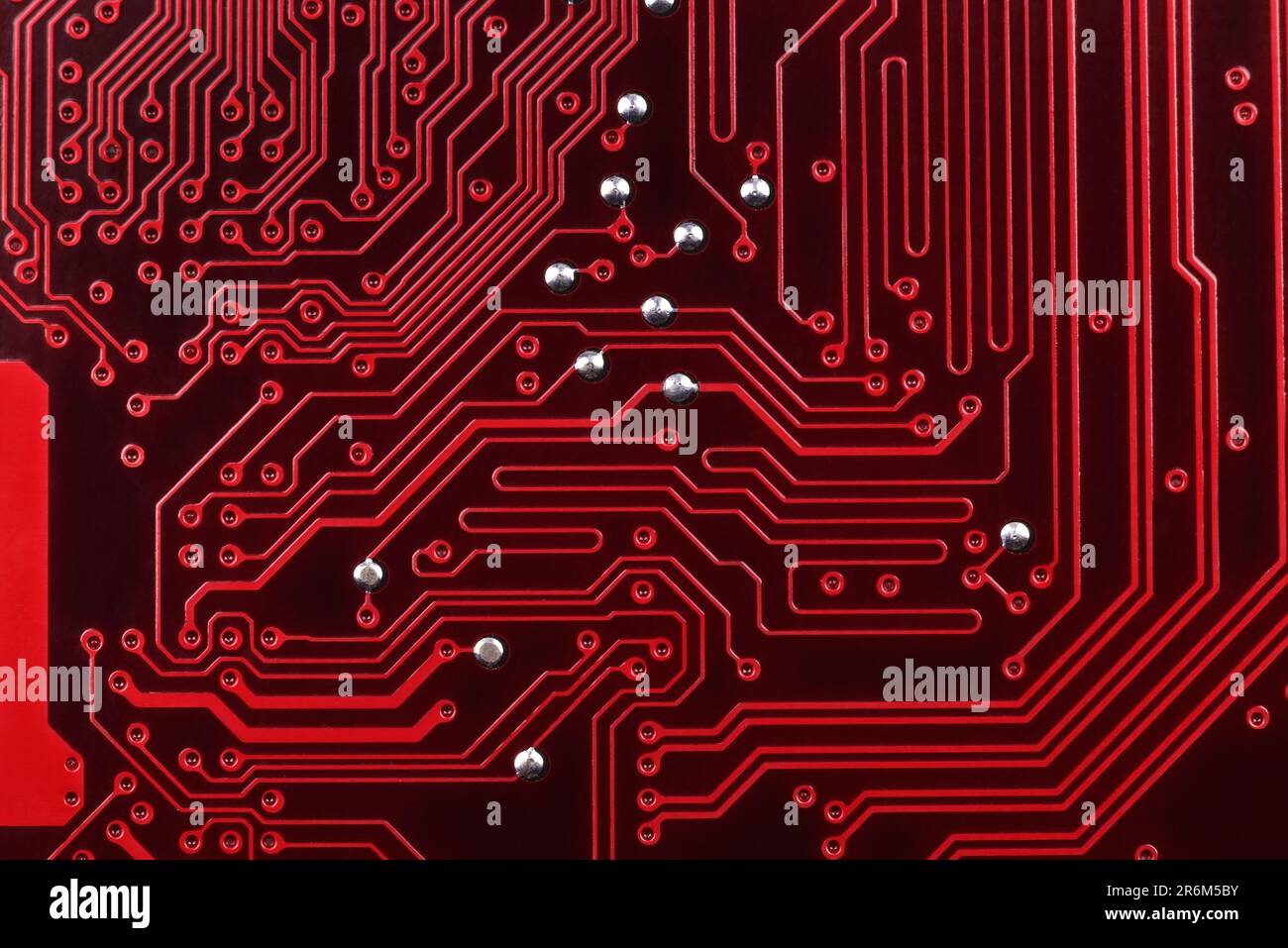 Ordinateur rouge circuit électronique, Close up Banque D'Images