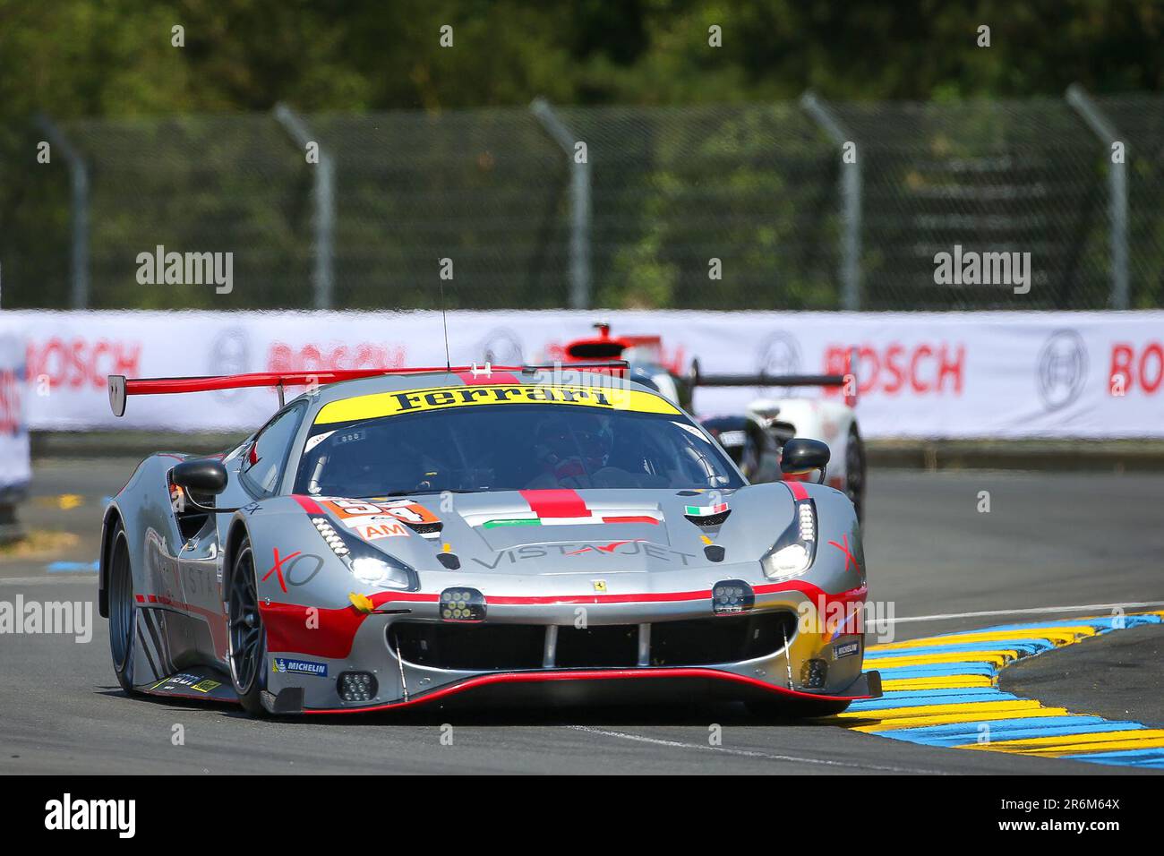 Le Mans, France. 10th juin 2023. # 54, le Mans, France, Raceday 10.of JUNE 2023: Thomas Flohr, Francesco Castellacci, David Rigon, équipe AF Corse, Ferrari 488 GTE Evo car, LMGTE Am Class, lors de la session d'entraînement du 24H du Mans sur 10 juin . L'écurie AF Corse participe à la classe LMPGTE Am dans les 24 heures de l'événement du Mans sur le circuit de la Sarthe, image payante, photo copyright © Geert FRANQUET/ATP images (FRANQUET Geert /ATP/SPP) crédit: SPP Sport Press photo. /Alamy Live News Banque D'Images