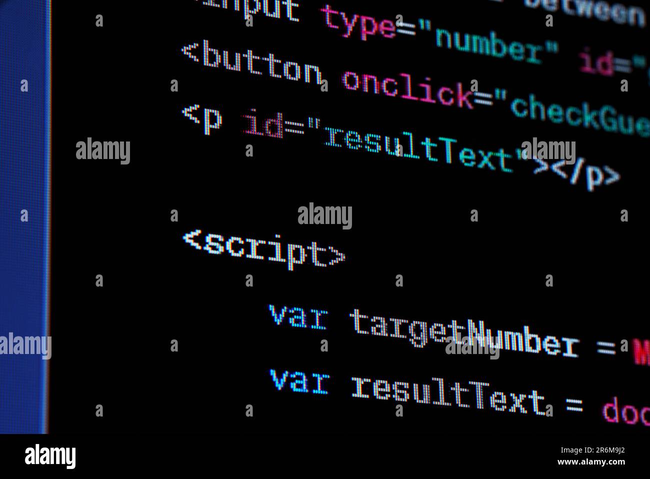 Code source du script Java à l'écran. Banque D'Images
