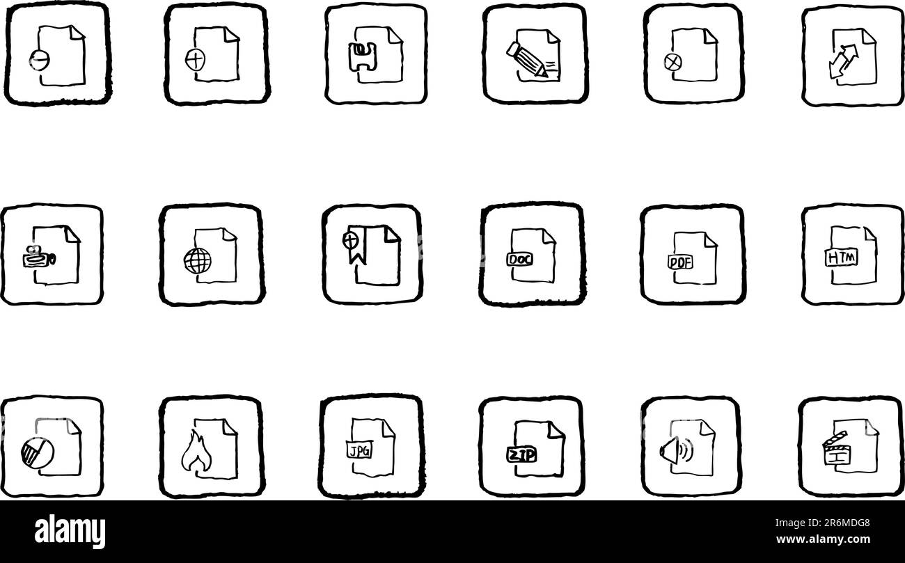 Les icônes des formats de document et de fichier s'affichent en ligne Illustration de Vecteur