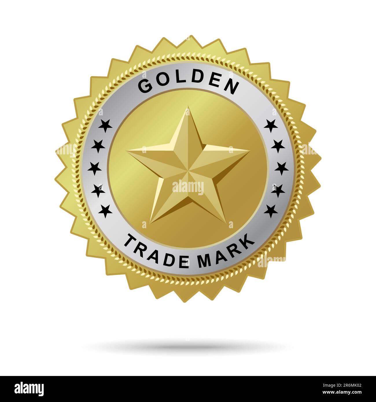 Badge doré vectoriel nommé « marque de commerce dorée » pour votre illustration professionnelle. Illustration de Vecteur