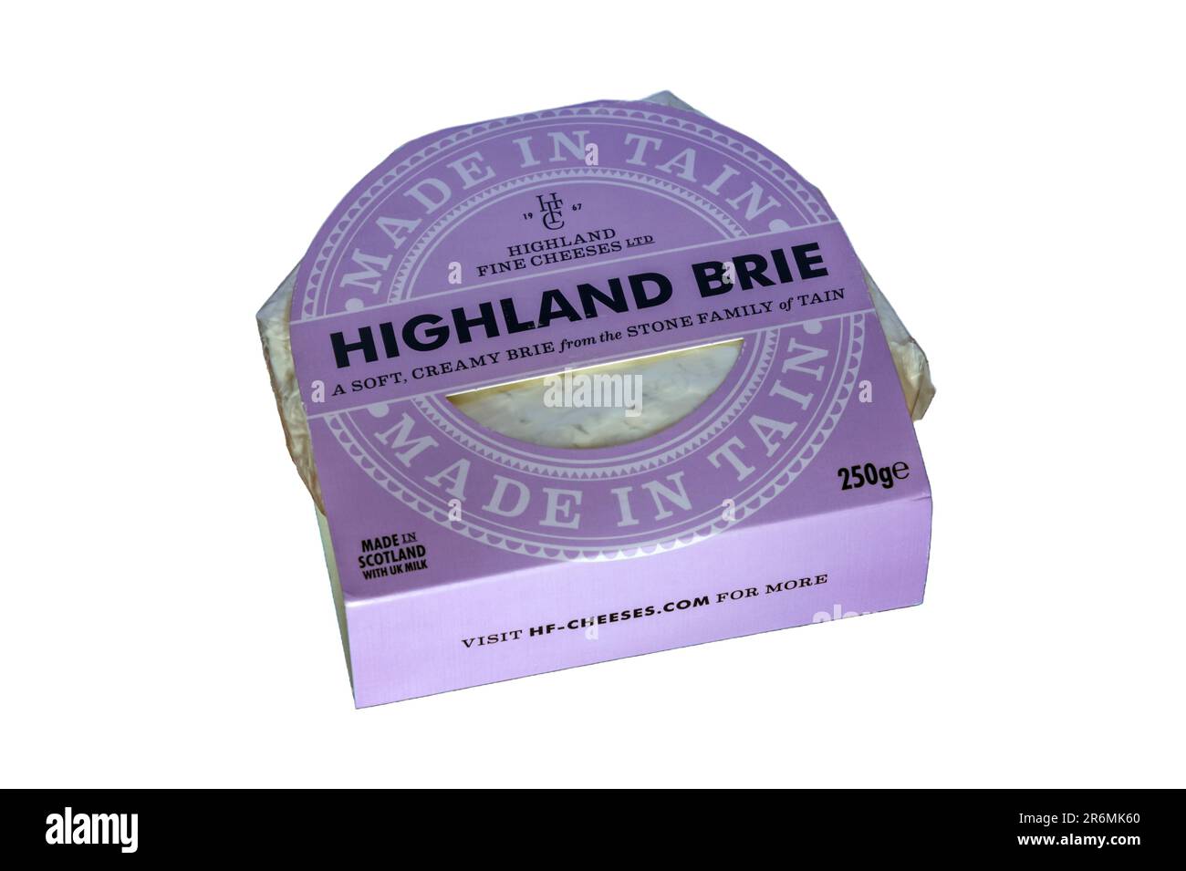 Un paquet de Highland Brie fabriqué à Tain, en Écosse. Banque D'Images