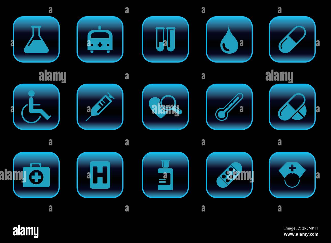 Icônes santé et Pharma série bleue Illustration de Vecteur