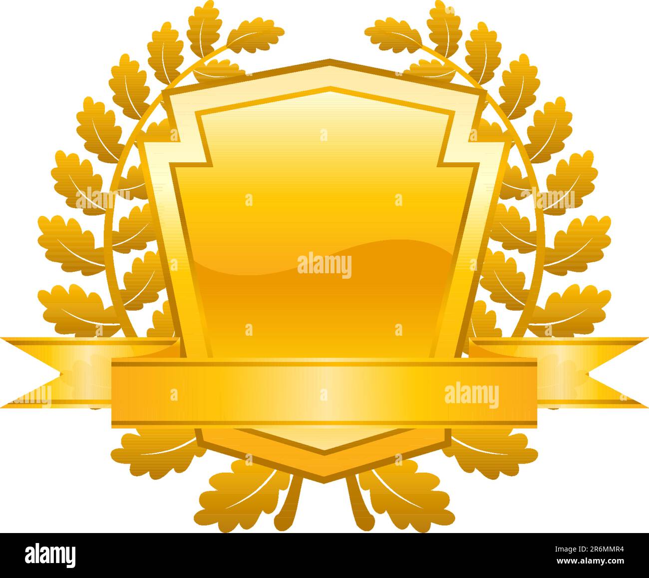 motif golden shield avec plantes et décoration Illustration de Vecteur