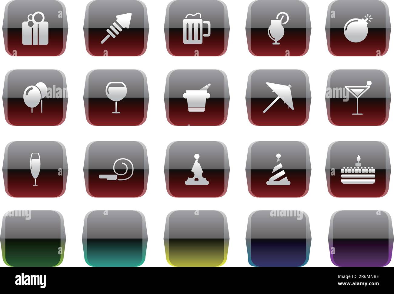 Party and Celebration Icons série Metal transparent Illustration de Vecteur