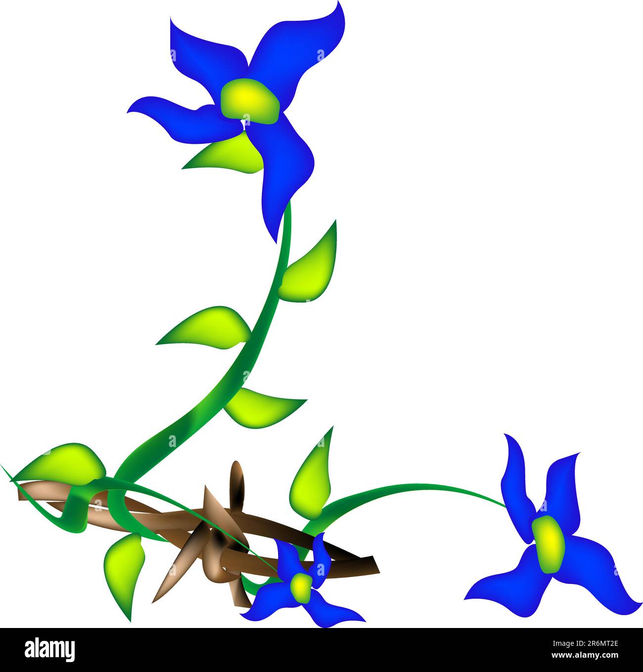 illustration vectorielle de barbwire avec des vignes fleuries enveloppées autour de lui Illustration de Vecteur