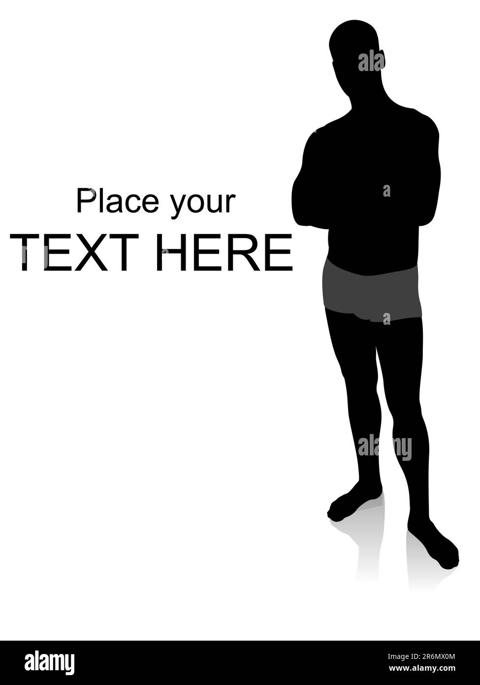 silhouette de beau mâle posé sur un fond blanc isolé Illustration de Vecteur