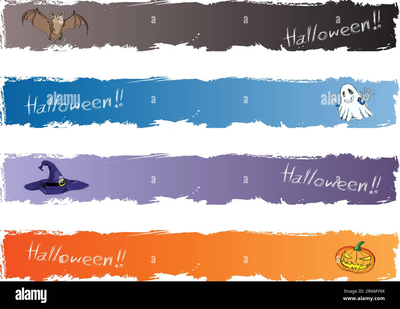 Bannière halloween, format standard comme pleine taille horizontale bannière 468 x 60. Illustration de Vecteur