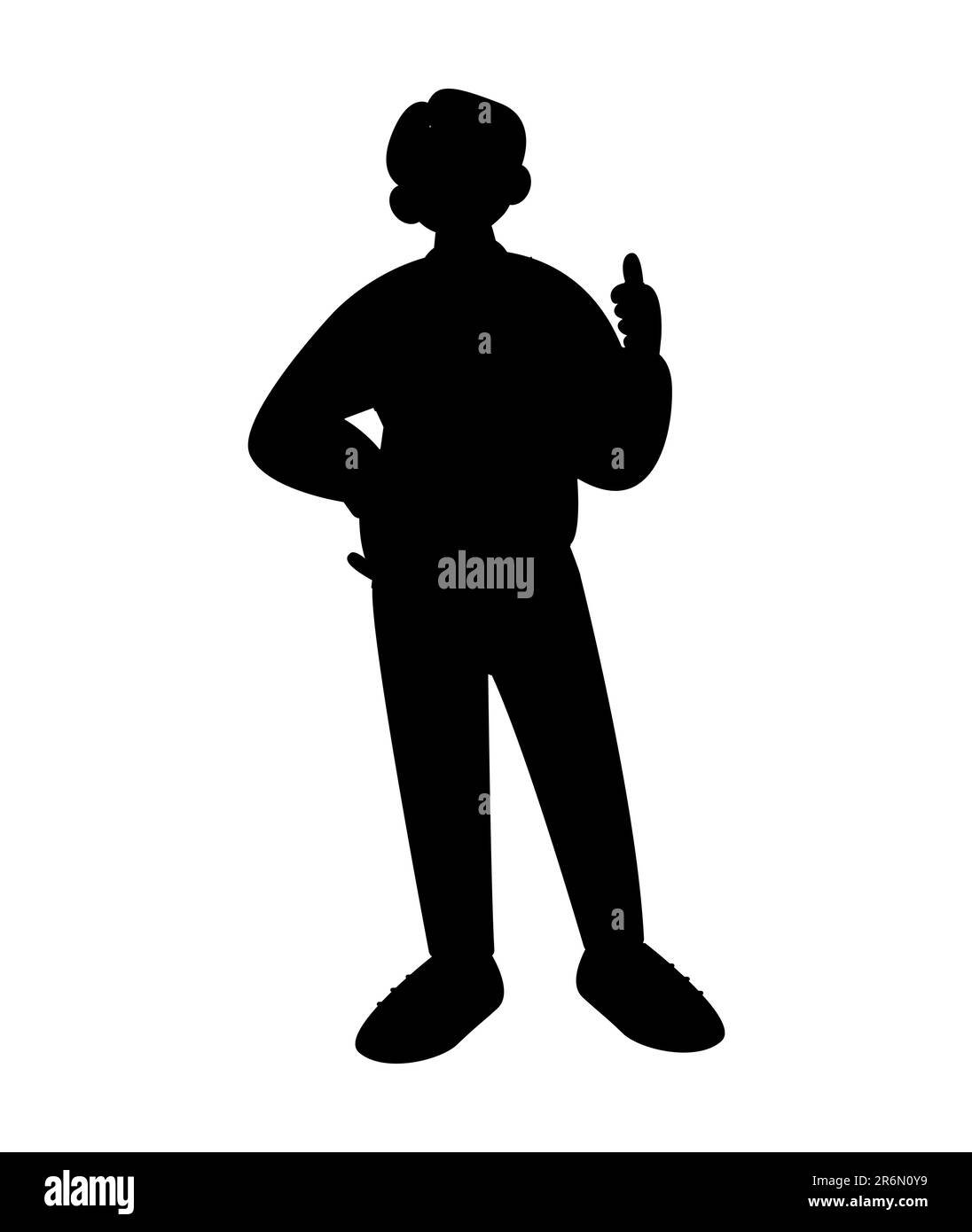 Silhouette noire d'un homme qui fait un pouce vers le haut, affiche de travail Nice, signe d'approbation Illustration de Vecteur