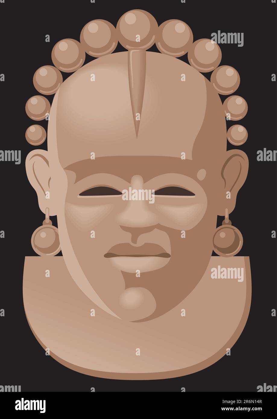 Image vectorielle du masque africain sur fond noir. Illustration de Vecteur