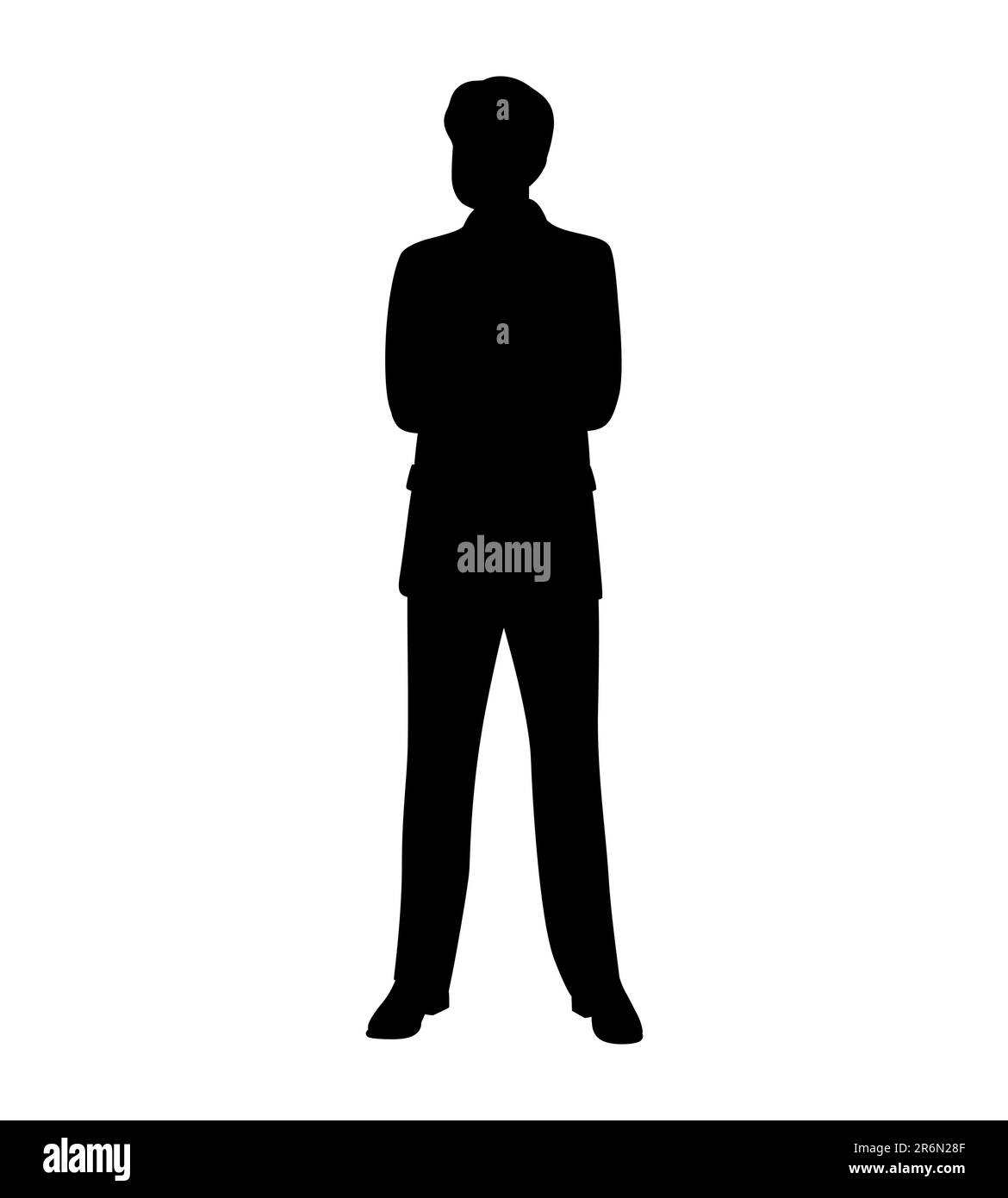 Silhouette noire d'un homme d'affaires avec les bras croisés ou les mains pliées sur un fond blanc, vecteur Illustration de Vecteur