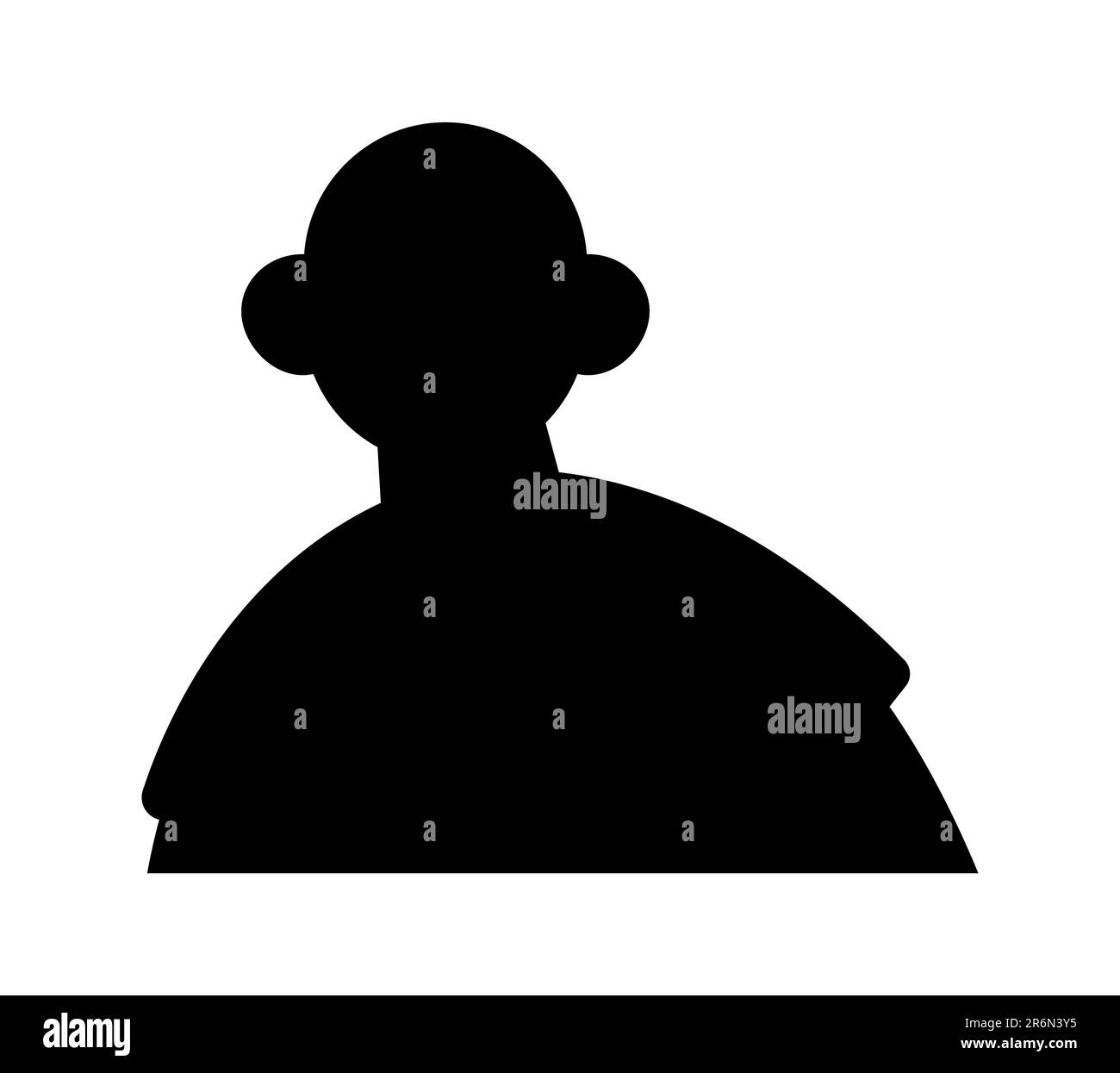 Silhouette noire d'un jeune garçon chauve portant un t-shirt, vecteur isolé sur fond blanc Illustration de Vecteur