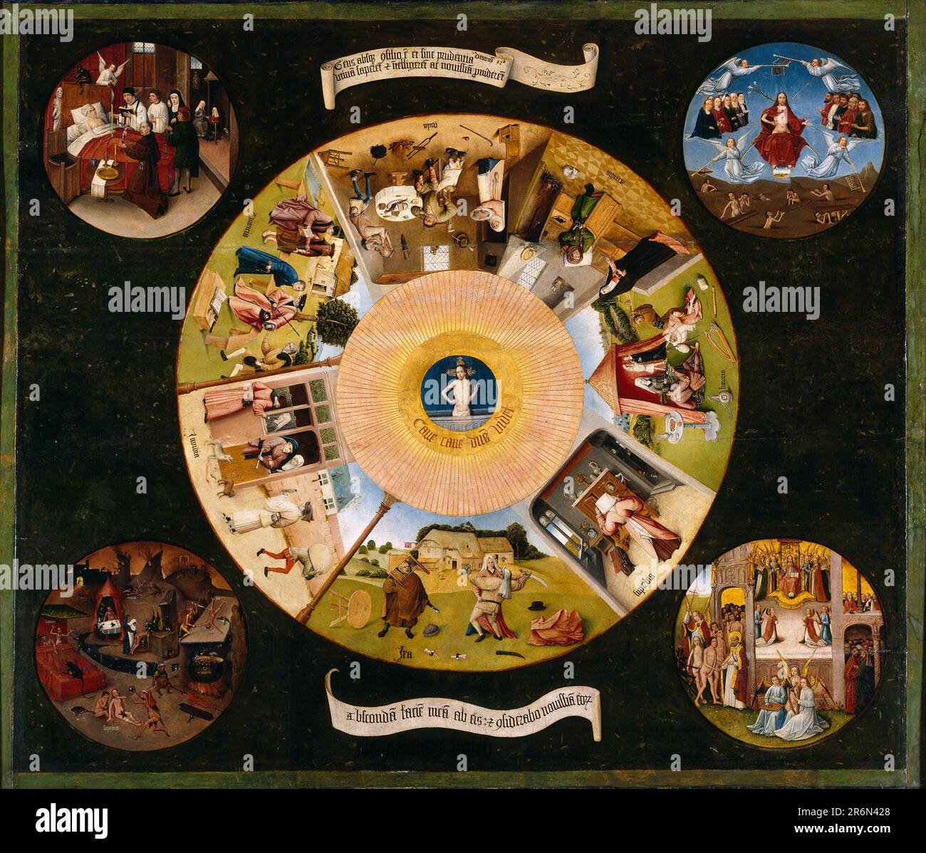 Les sept péchés mortels et les quatre dernières choses. Hieronymus Bosch ou suiveur. Entre 1505