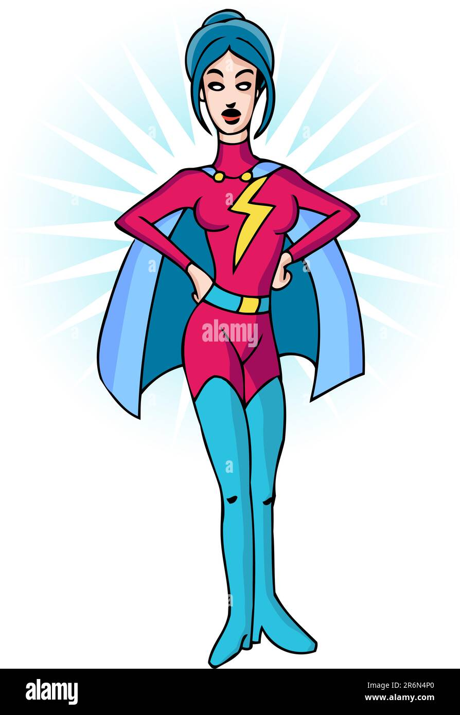 Image de dessin animé d'un super-héros féminin. Illustration de Vecteur
