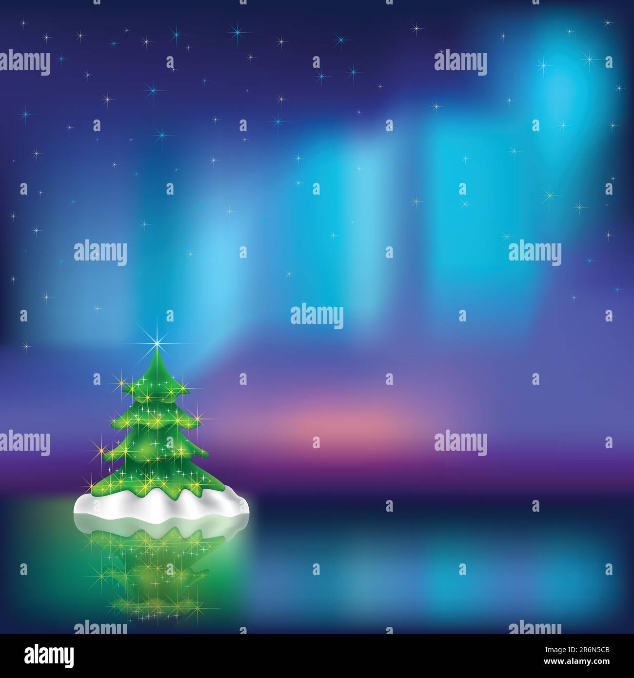 Arbre de Noël sur fond aurora borealis Illustration de Vecteur
