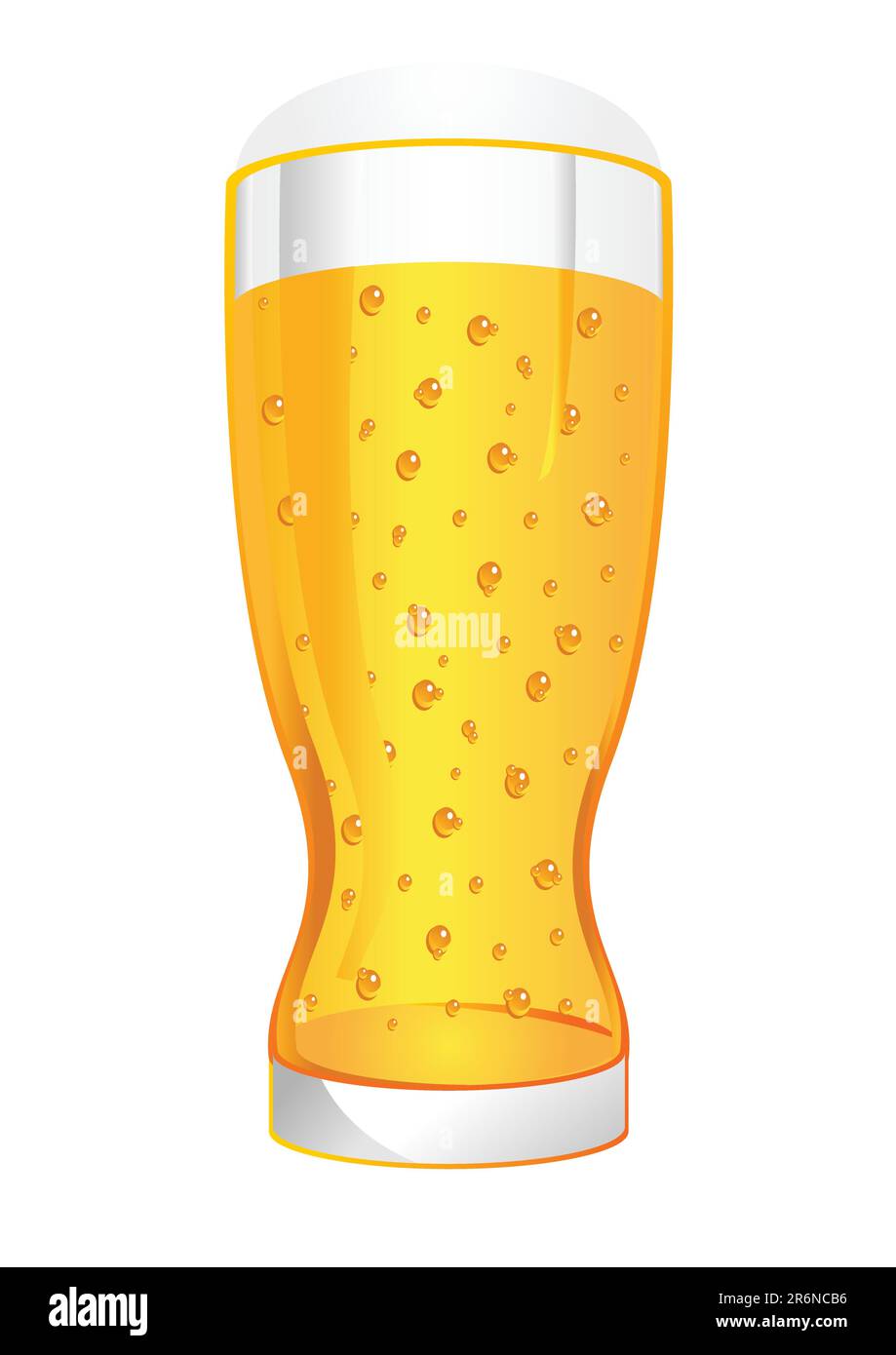 Verre de bière avec bulles et mousse sur blanc Illustration de Vecteur