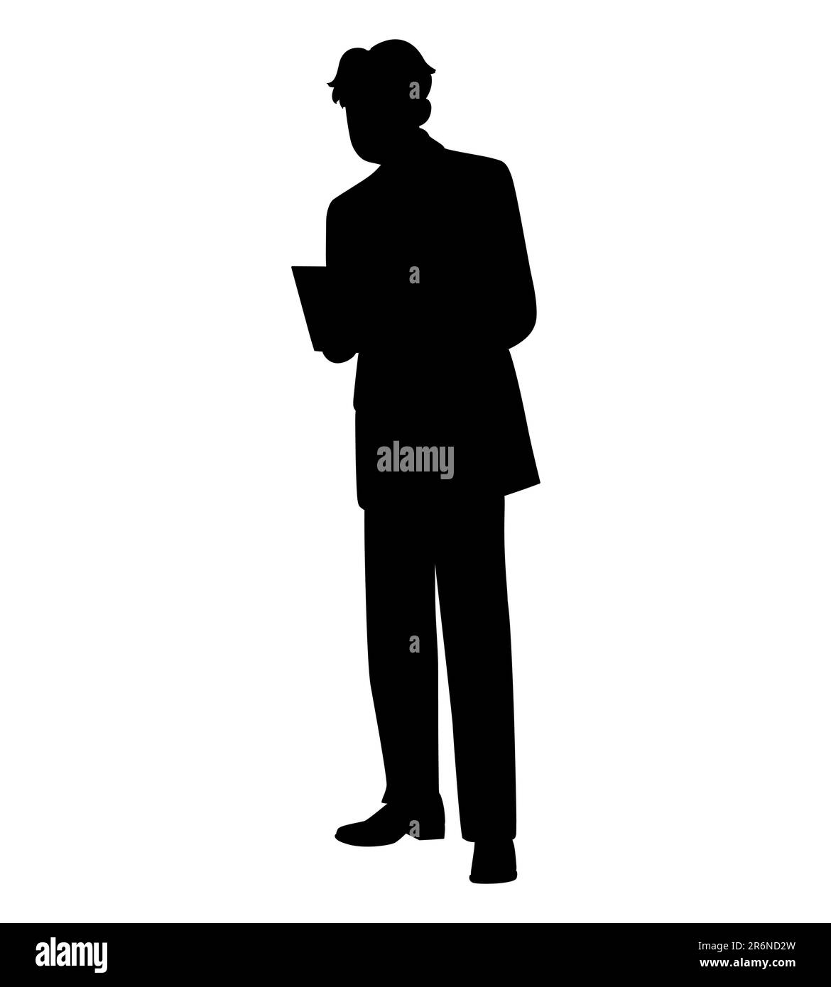 Silhouette noire d'un employé travaillant sur un ordinateur portable, présentation, illustration vectorielle Illustration de Vecteur