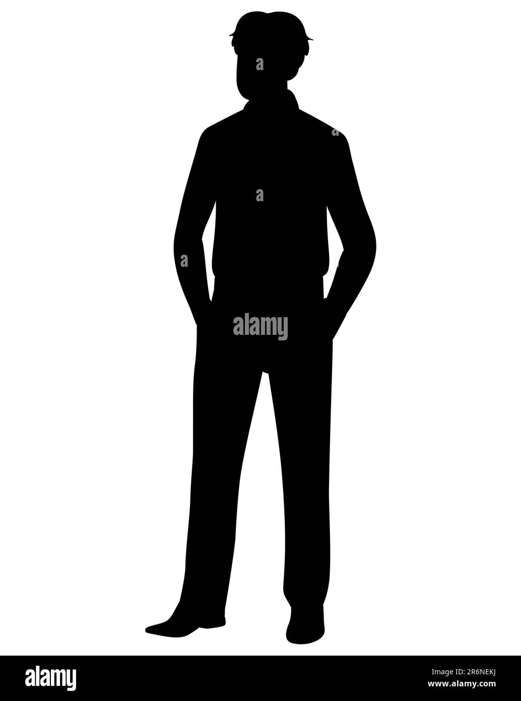 Silhouette noire d'un homme d'affaires debout avec les mains dans les poches, style cool d'un patron Illustration de Vecteur