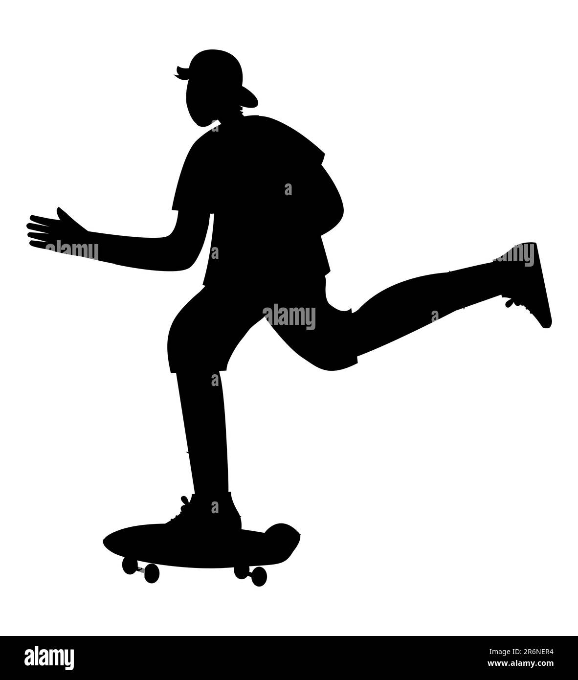 Silhouette noire d'un garçon patinant sur un Skateboard, icône de vecteur de sport de rue Illustration de Vecteur