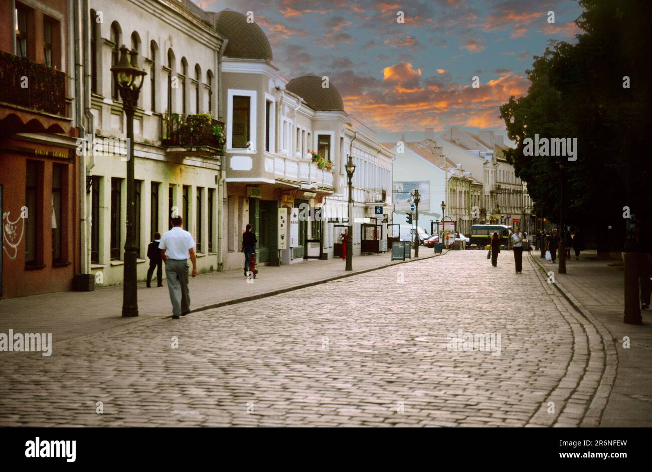 Début de la rue piétonne Vilniaus Gatvė, Šiauliai, Lituanie Banque D'Images