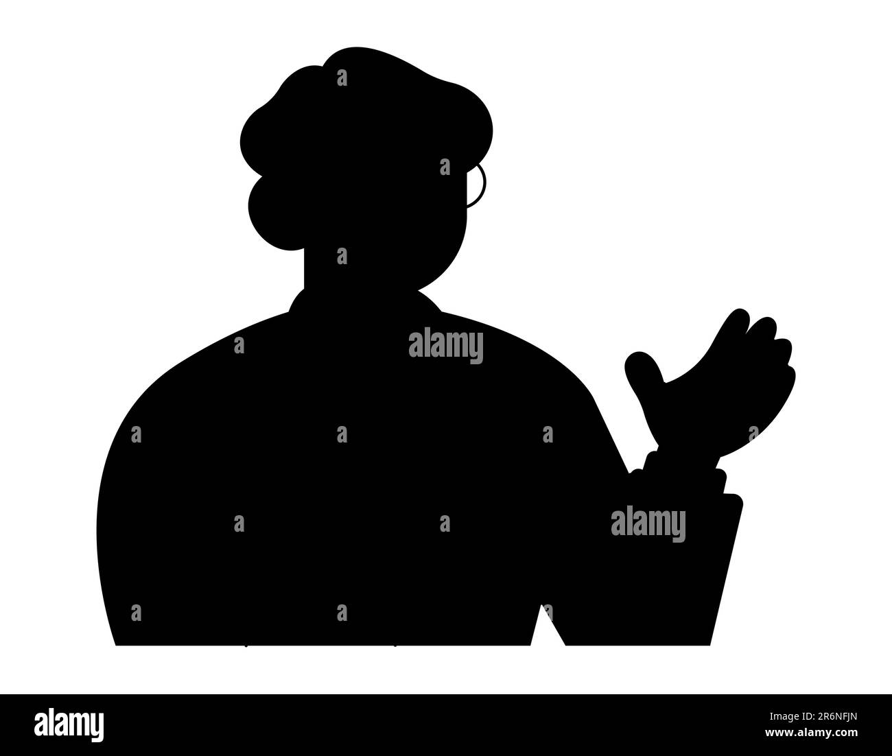 Silhouette noire d'un beau homme portant des lunettes et en agitant avec sa main gauche, un homme disant salut et salutation bonjour, illustration vectorielle Illustration de Vecteur