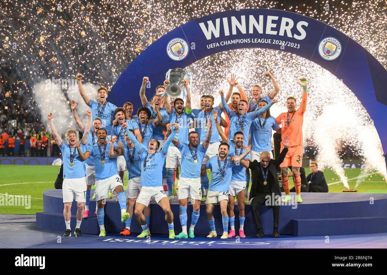 Istanbul, Turquie. 10th juin 2023. Manchester City v Inter Milan - Ligue des champions de l'UEFA - finale - Stade olympique Ataturk. Manchester City célèbre la victoire de la finale de la Ligue des Champions à Istanbul. Crédit photo : Mark pain / Alamy Live News Banque D'Images