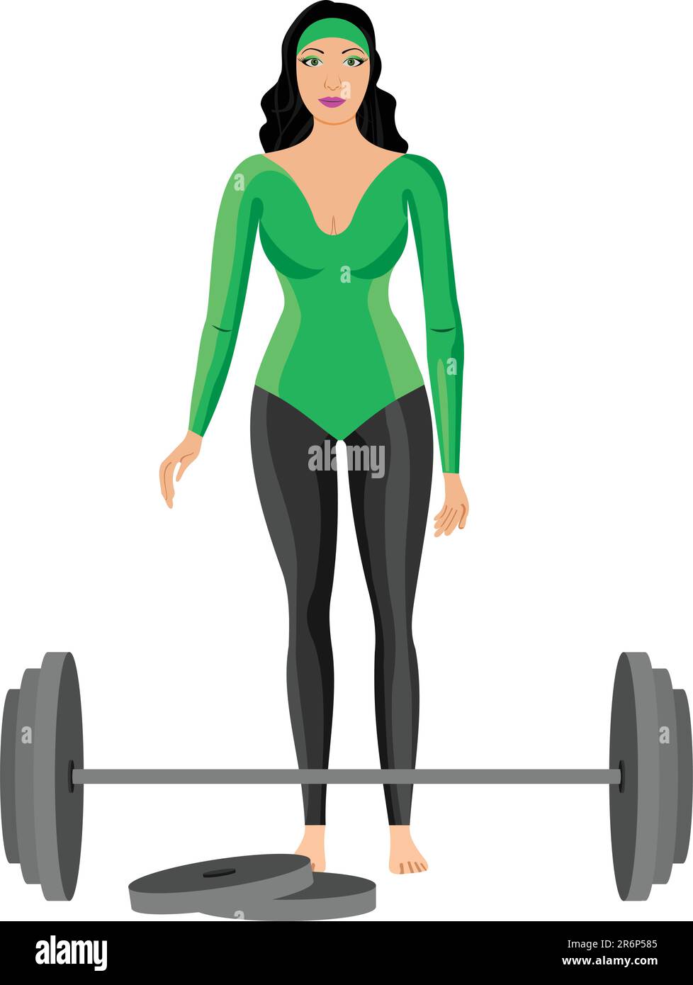 L'illustration vectorielle de sportswomen avec haltère est isolée sur fond blanc Illustration de Vecteur