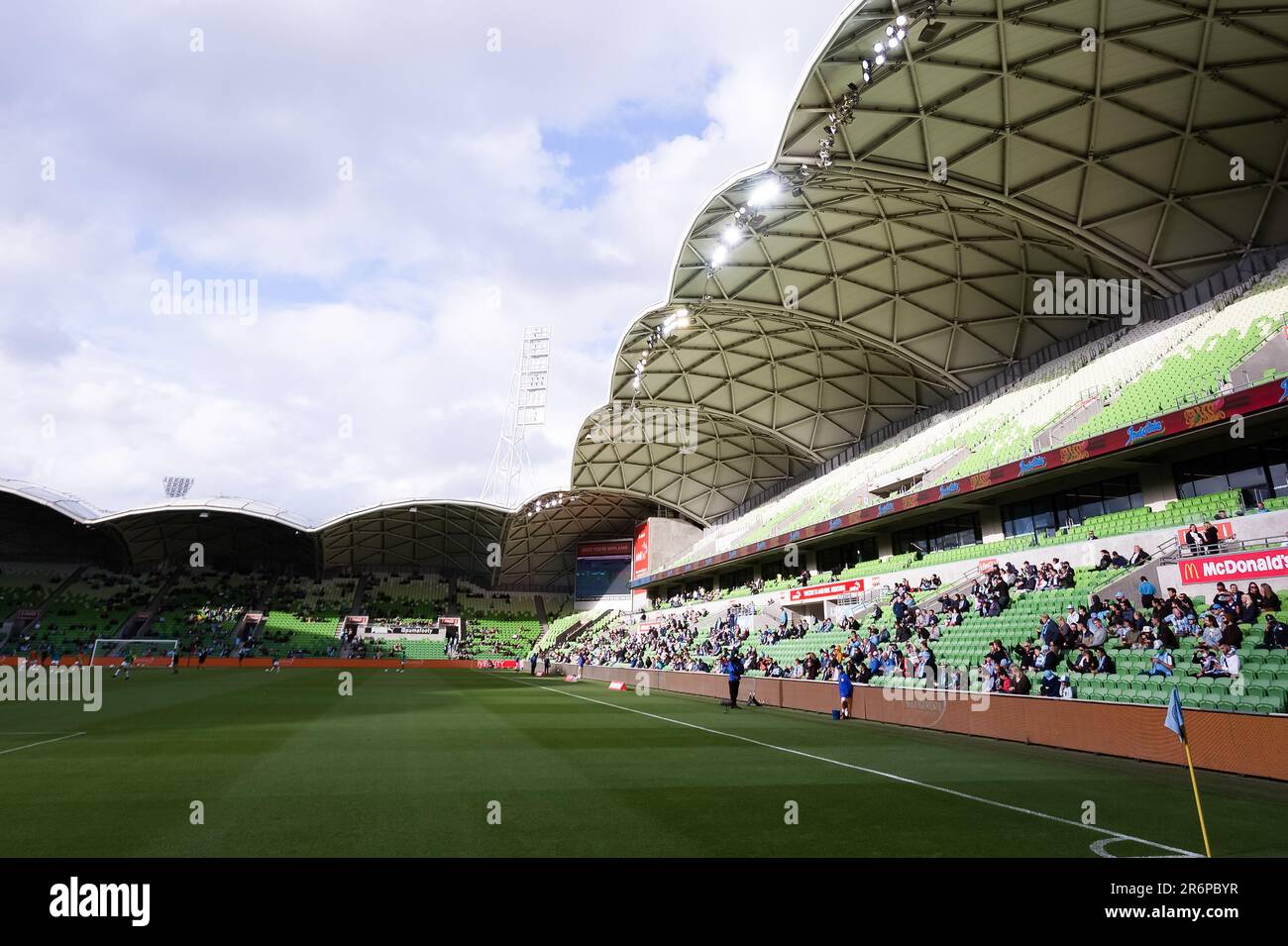 MELBOURNE, AUSTRALIE - JANVIER 16 : vue du stade AAMI lors du match de football Hyundai A-League entre le Melbourne City FC et le Western United FC sur 16 janvier 2021 à l'AAMI Park de Melbourne, en Australie. Banque D'Images