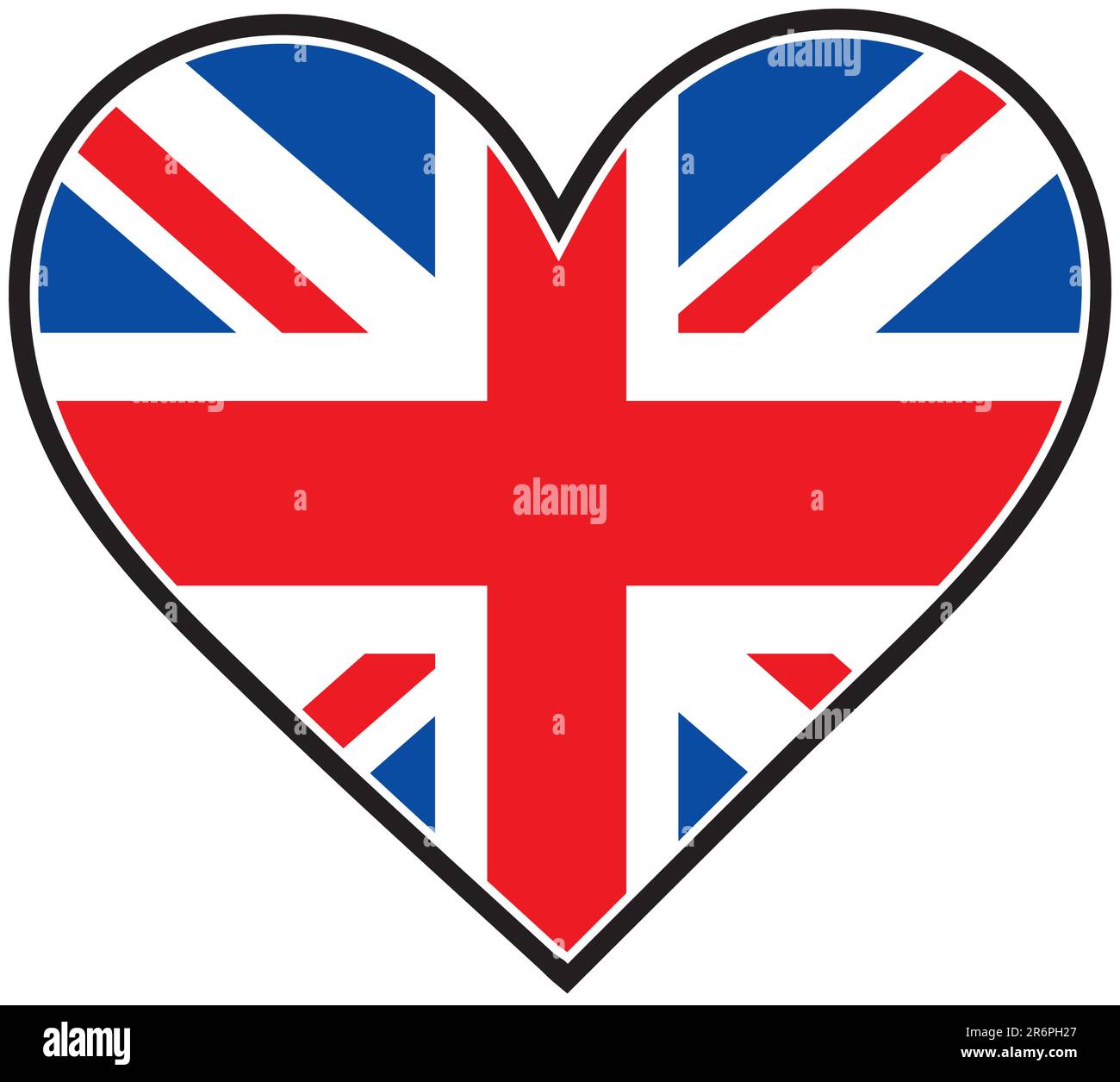 Le drapeau britannique en forme de cœur Illustration de Vecteur