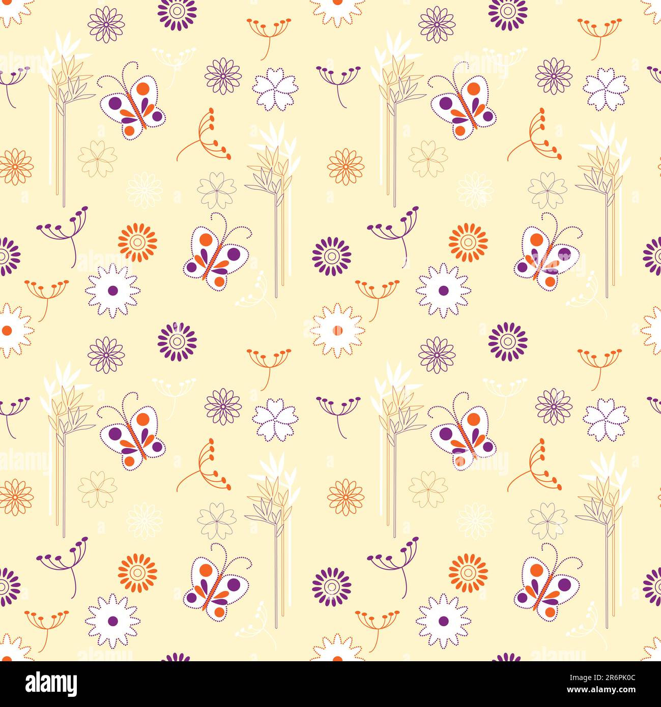 fond floral vectoriel sans couture avec papillons de style oriental Illustration de Vecteur