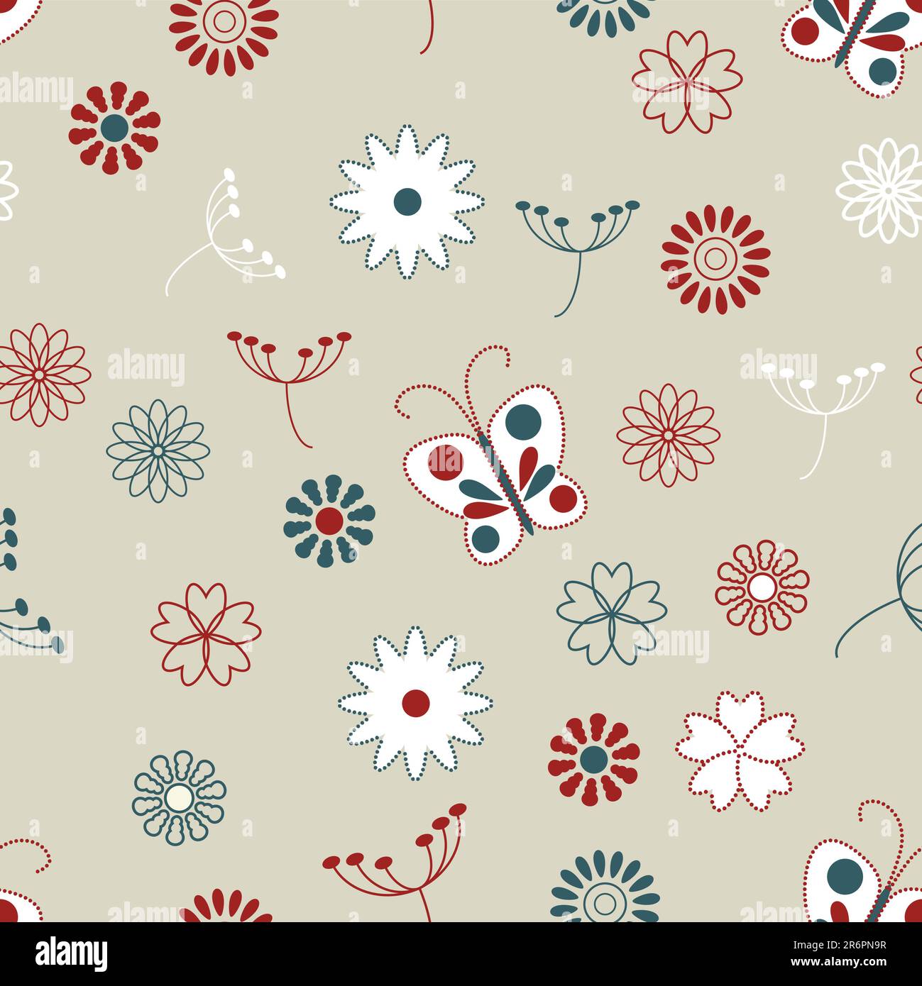 fond floral vectoriel sans couture avec papillons de style oriental Illustration de Vecteur