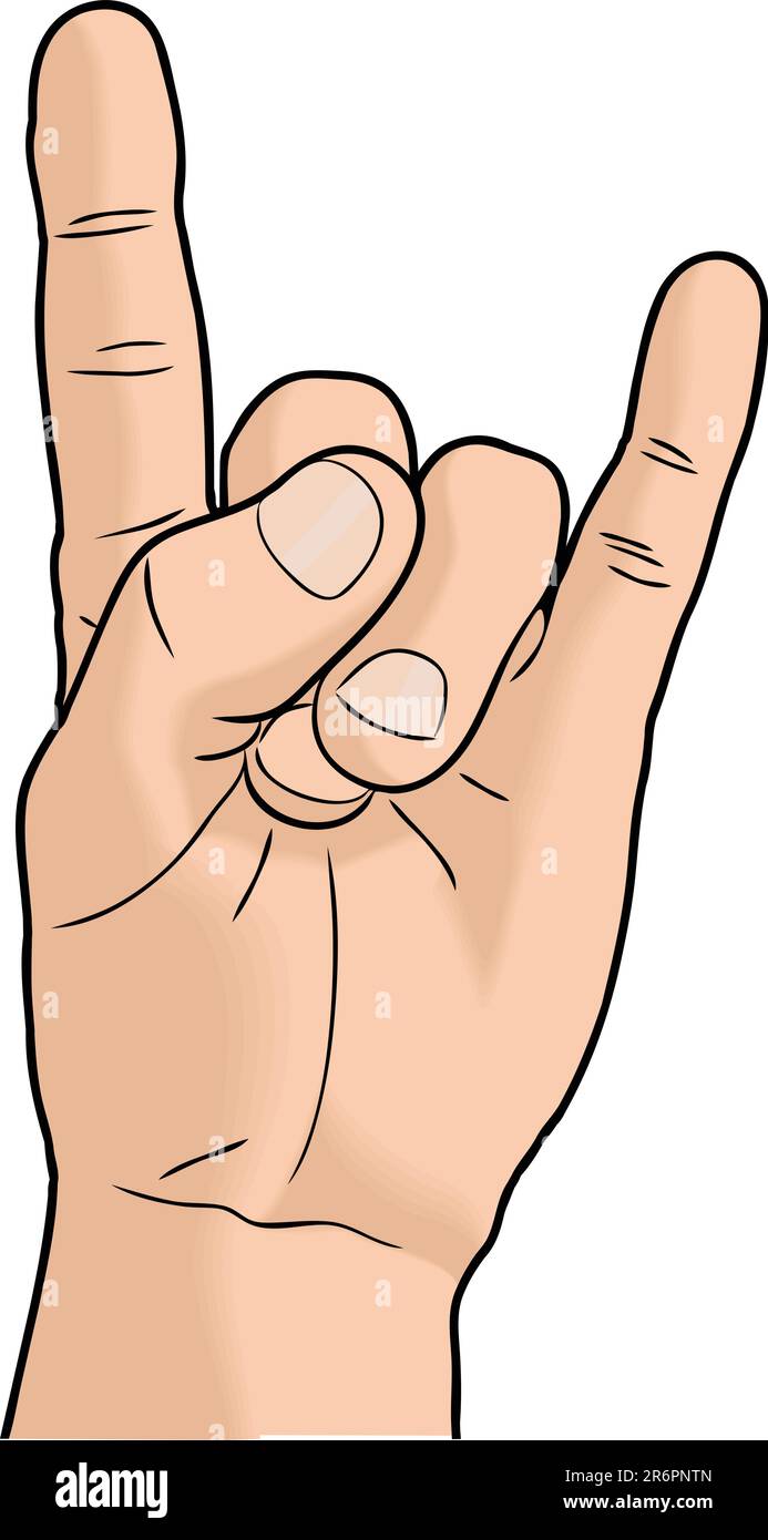 Signe ou geste de la main de corne de diable. Illustration de Vecteur