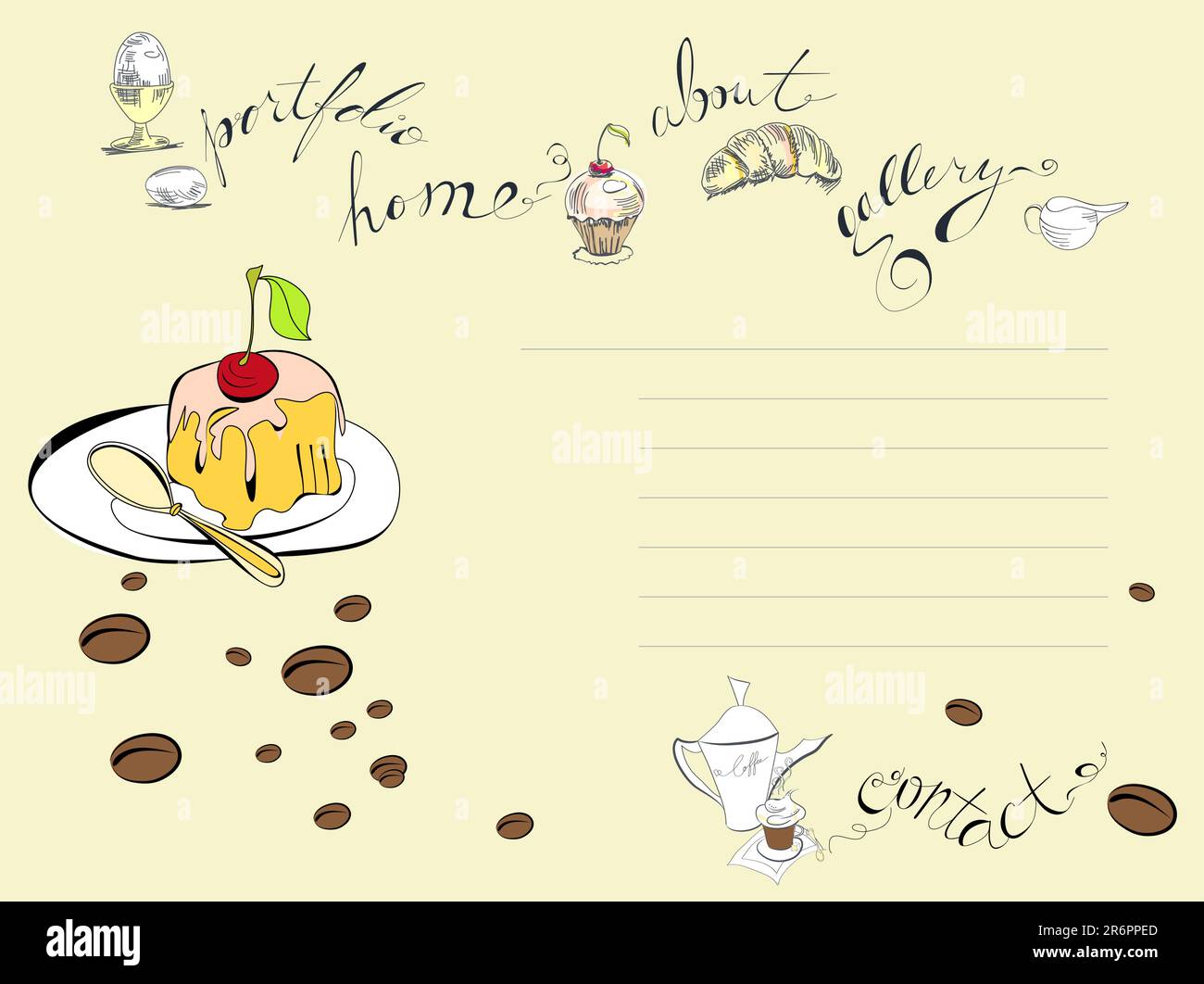 Modèle pour la conception de Web avec nourriture Illustration de Vecteur Modèle pour la conception de Web avec nourriture Illustration de Vecteur