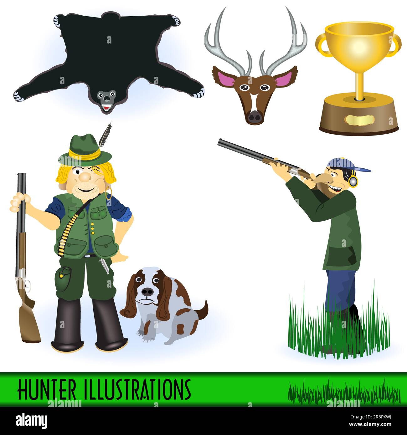 Collection de vecteurs Hunter illustrations. Illustration de Vecteur