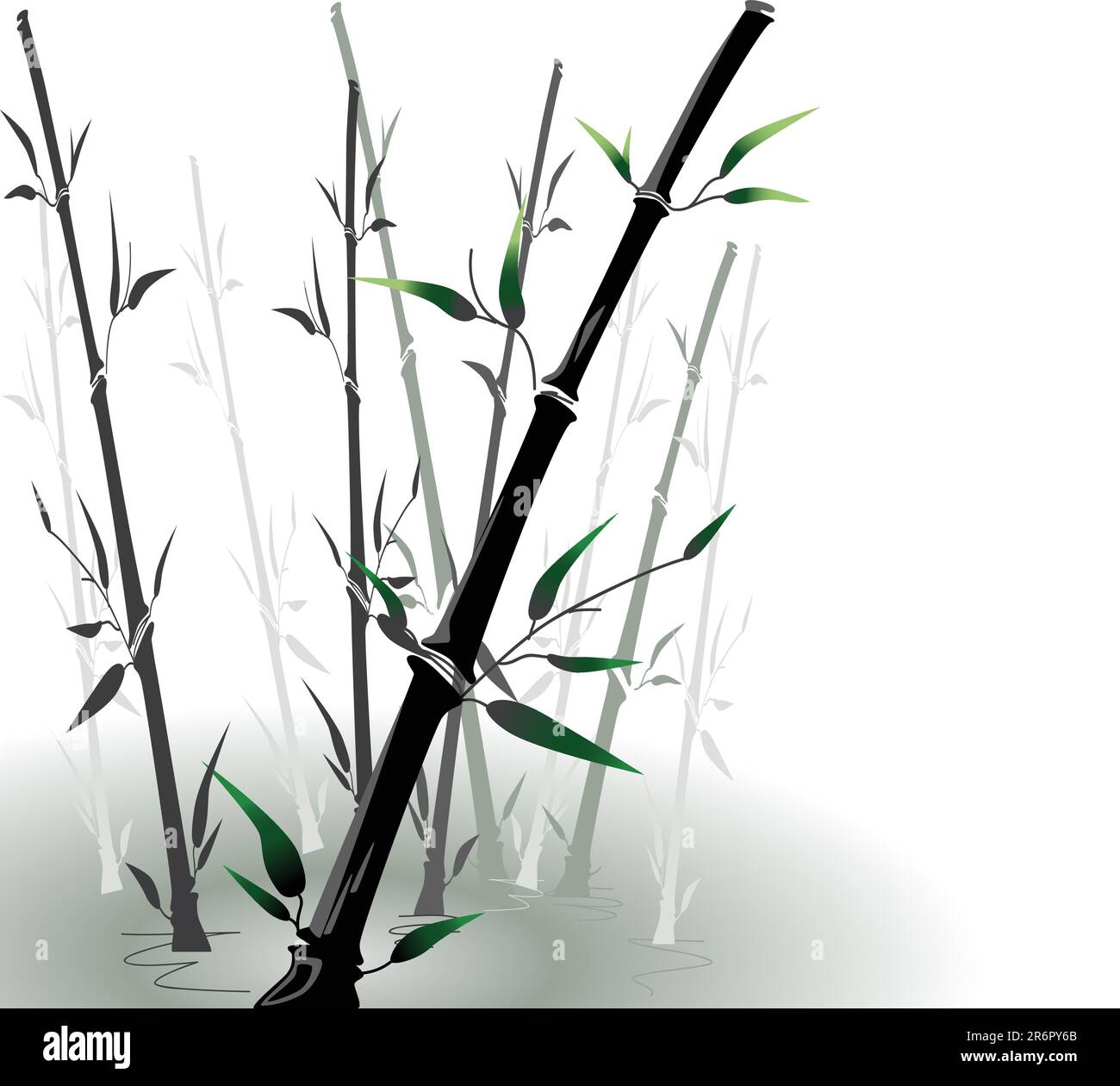 bambou vectoriel dans une piscine de style oriental Illustration de Vecteur