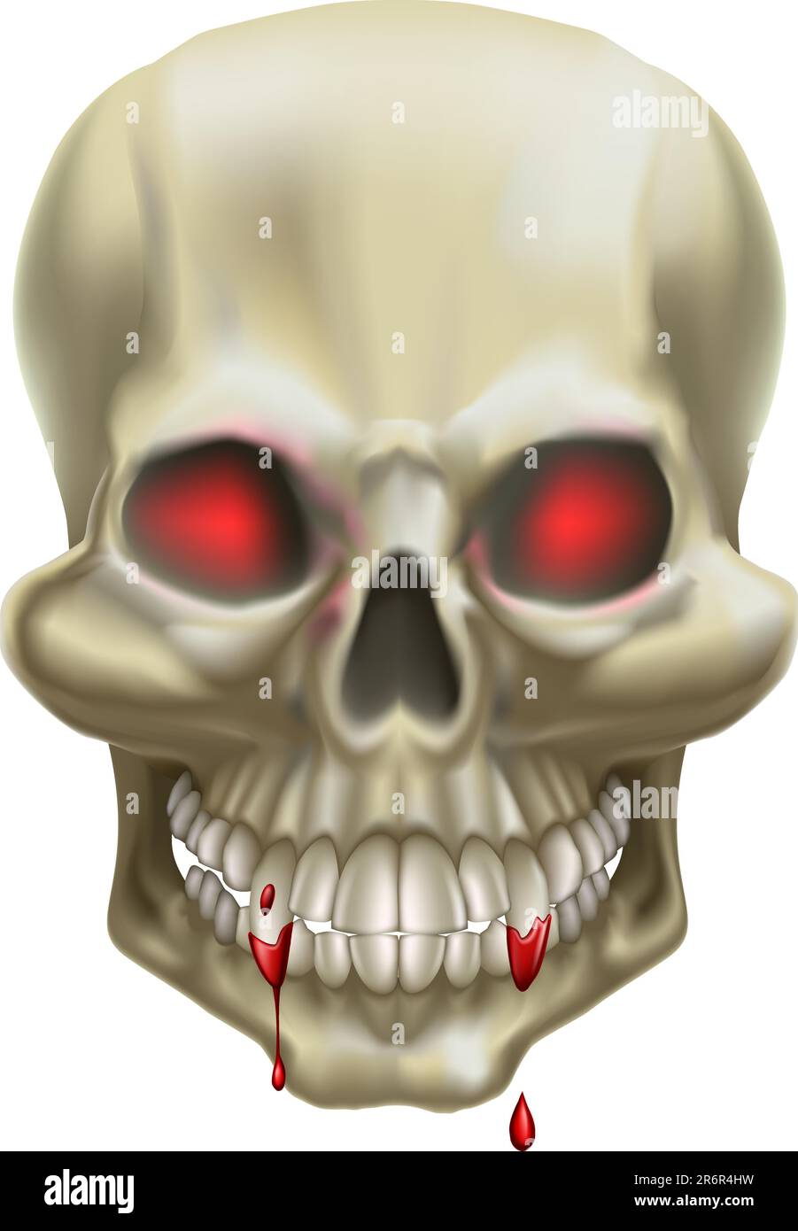 Une illustration d'un crâne avec des yeux rouges, représentant la mort ou le danger. Illustration de Vecteur