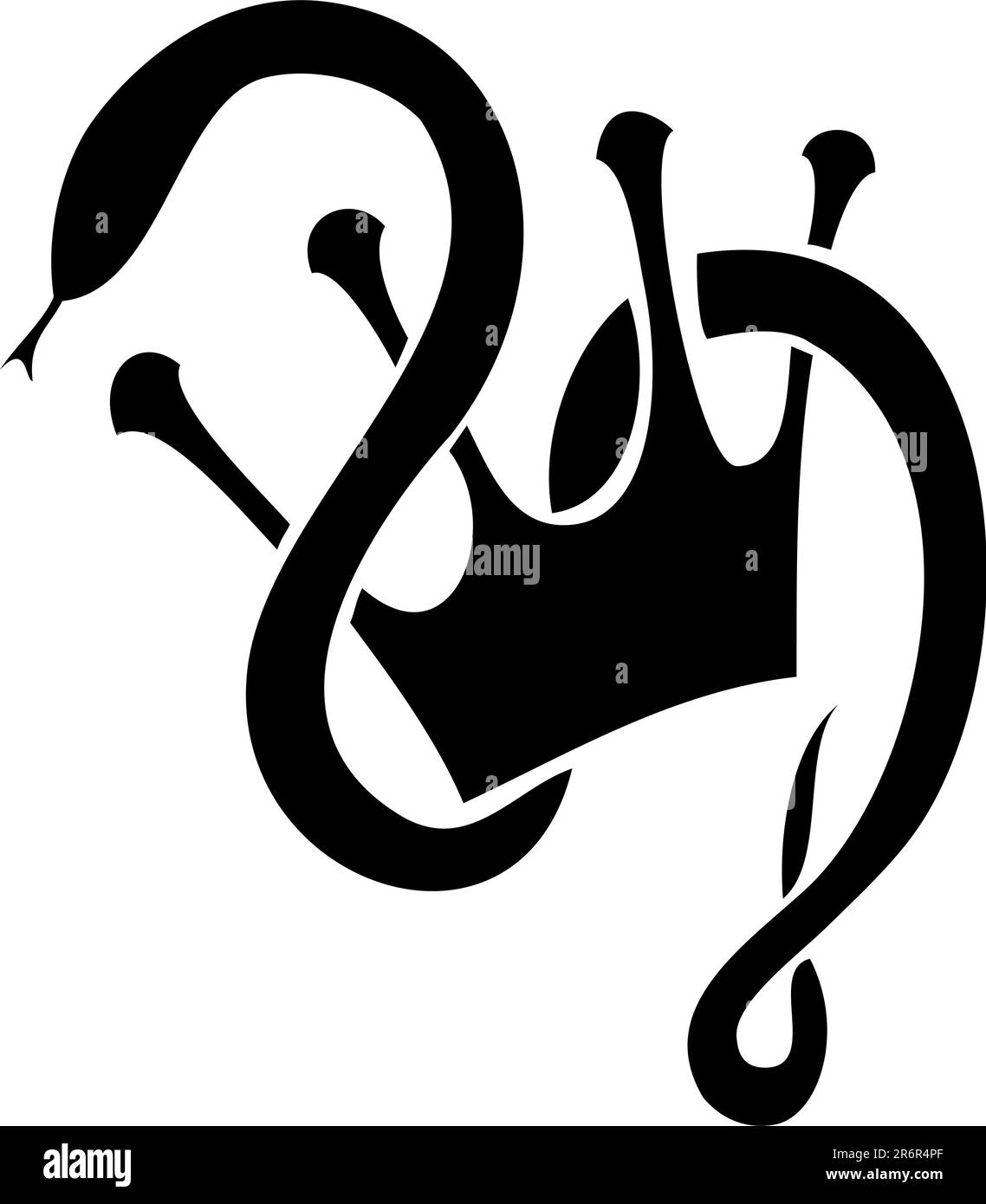 Silhouette de torsion serpent couronne. Tatouage noir Illustration de Vecteur
