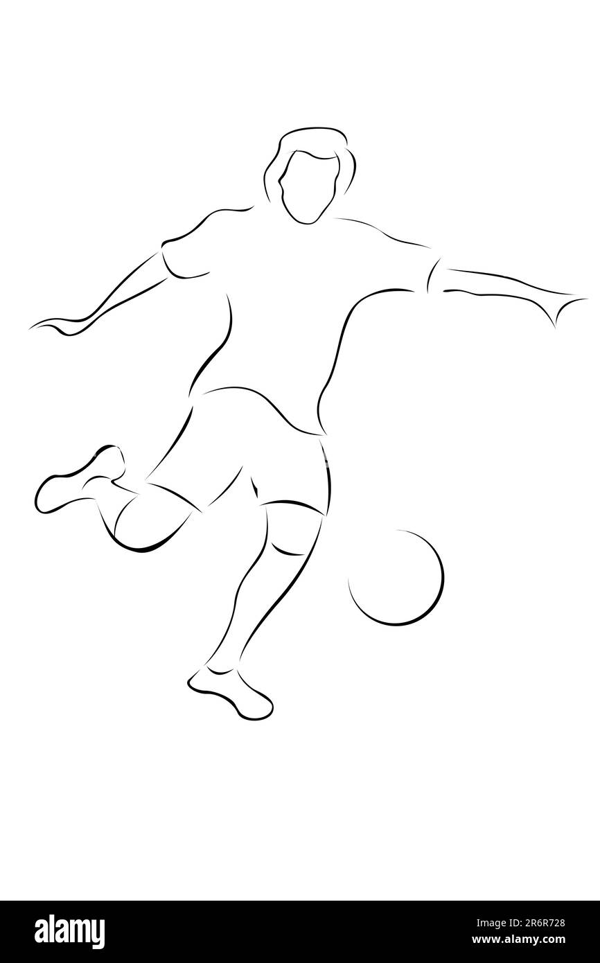 Illustration d'un dessin de joueur de foot sur fond blanc Illustration de Vecteur
