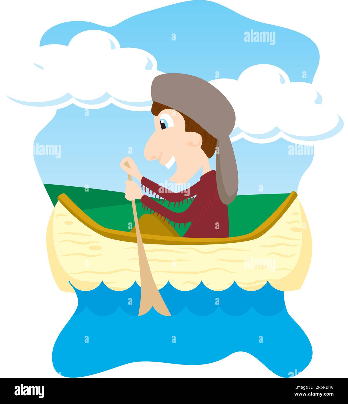 Illustration vectorielle d'un garçon en canoë. Illustration de Vecteur