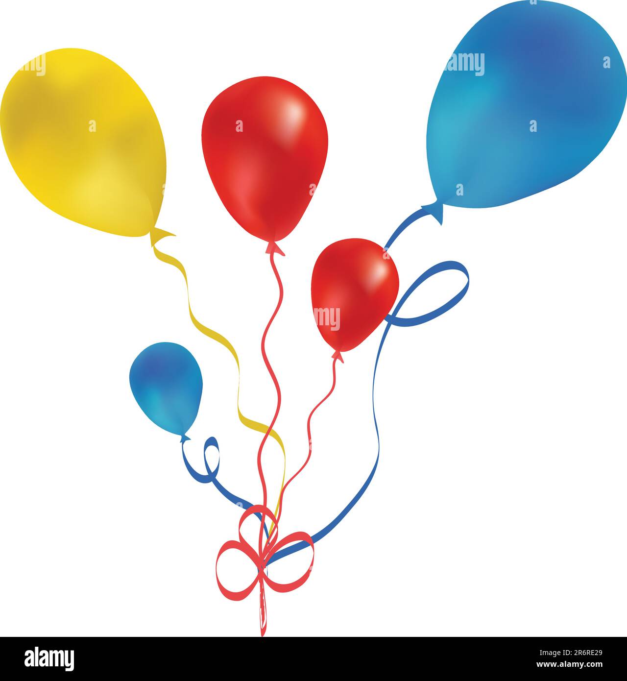 Magnifique ballon rouge, bleu, jaune dans l'air. Illustration vectorielle. Illustration de Vecteur