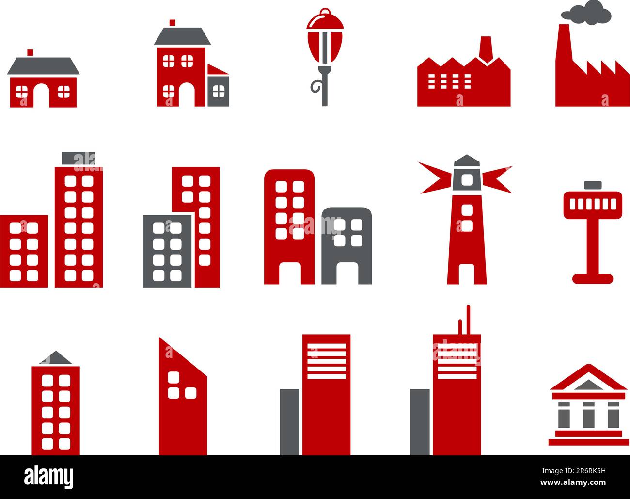 Pack d'icônes vectorielles - série Rouge, collection de villes Illustration de Vecteur