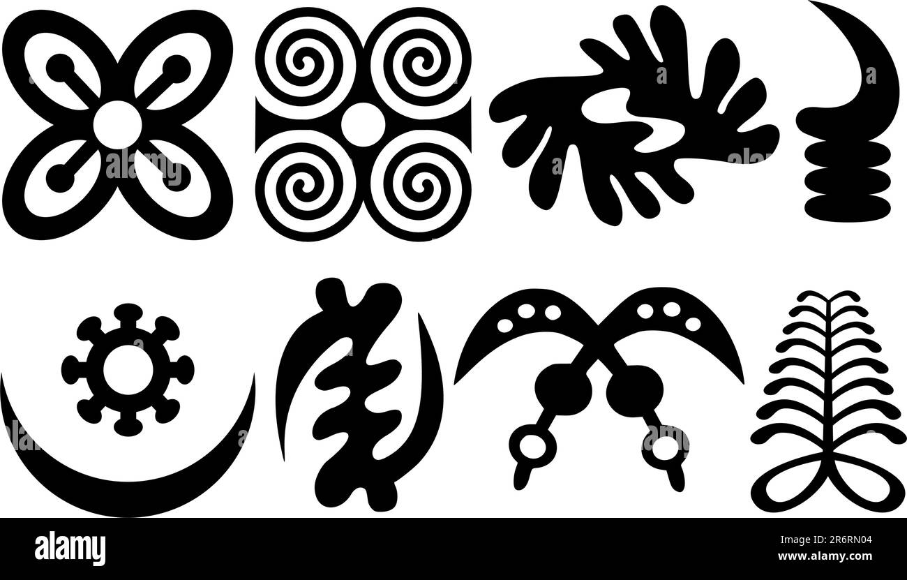 Un ensemble de symboles d'akan et d'adinkra de l'Afrique de l'Ouest Illustration de Vecteur