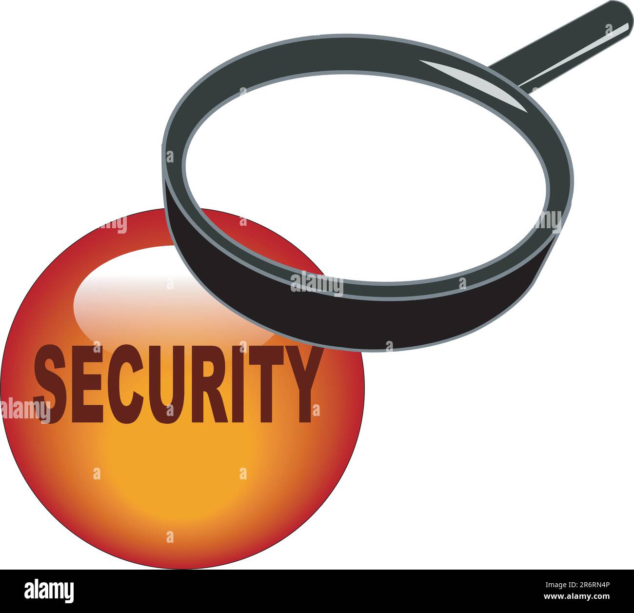 loupe au-dessus du bouton de sécurité Image Vectorielle Stock - Alamy