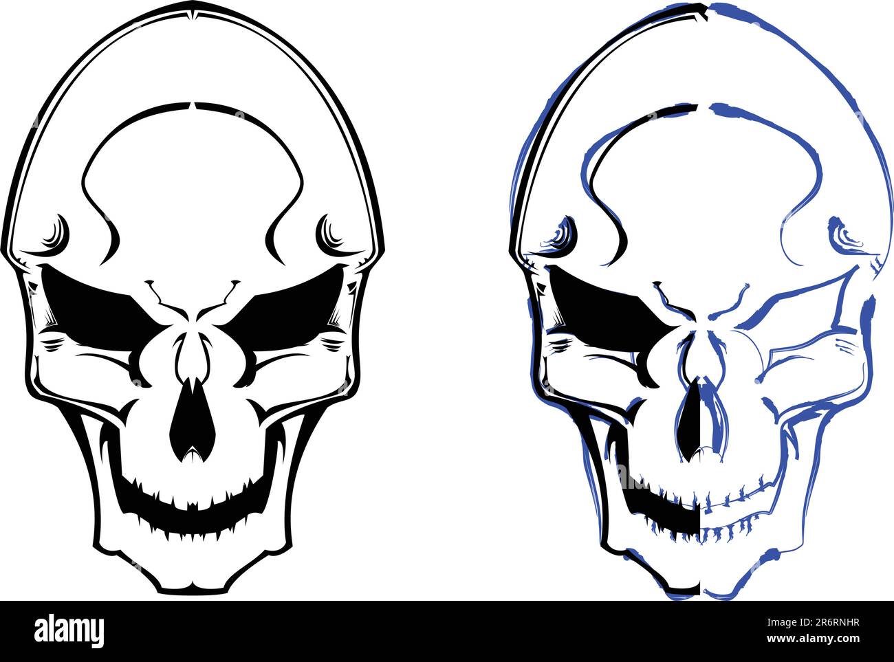 les crânes vectoriels se coupent avec le détail pinceau. voir la gamme pour les différentes compositions Illustration de Vecteur
