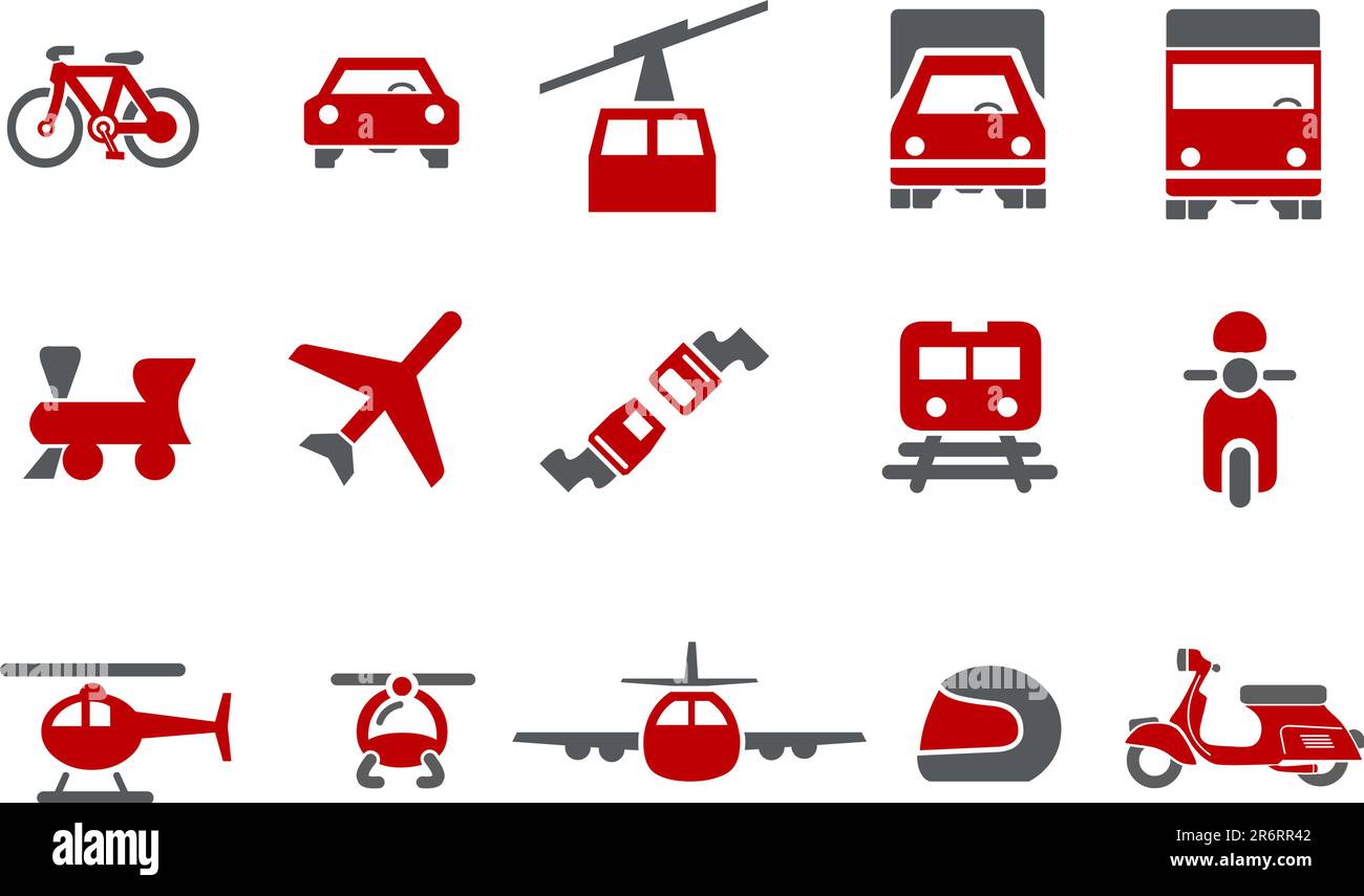 Pack d'icônes vectorielles - série Rouge, collection de transport Illustration de Vecteur