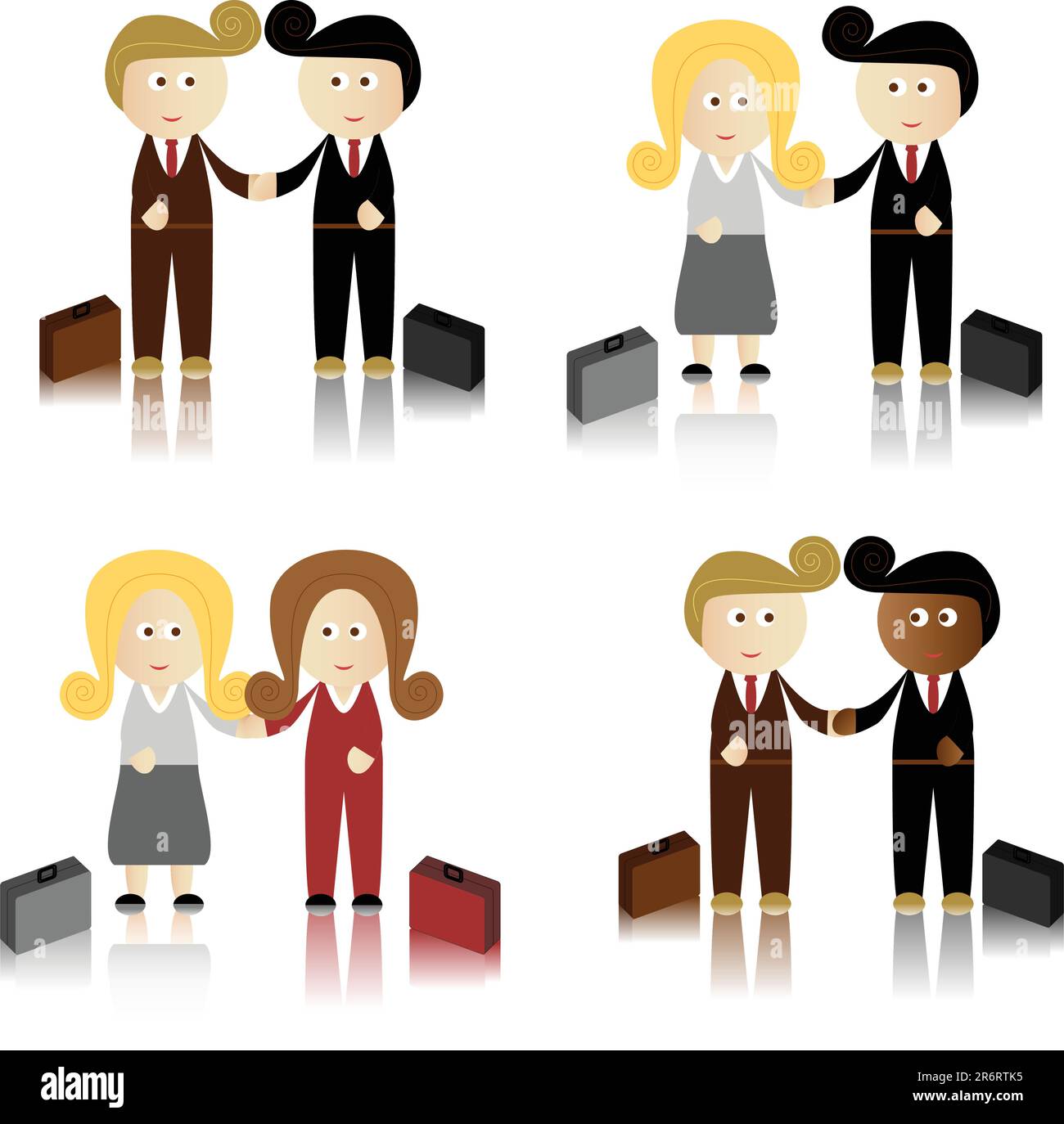 Les hommes et les femmes d'shaking hands Illustration de Vecteur