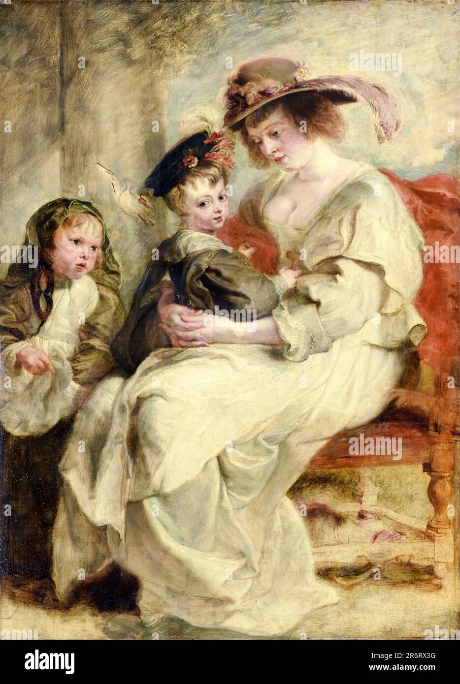 Peter Paul Rubens, Helena Fourment avec ses enfants, Clara, Johanna et Frans, portrait peint à l'huile sur toile, 1635-1636 Banque D'Images